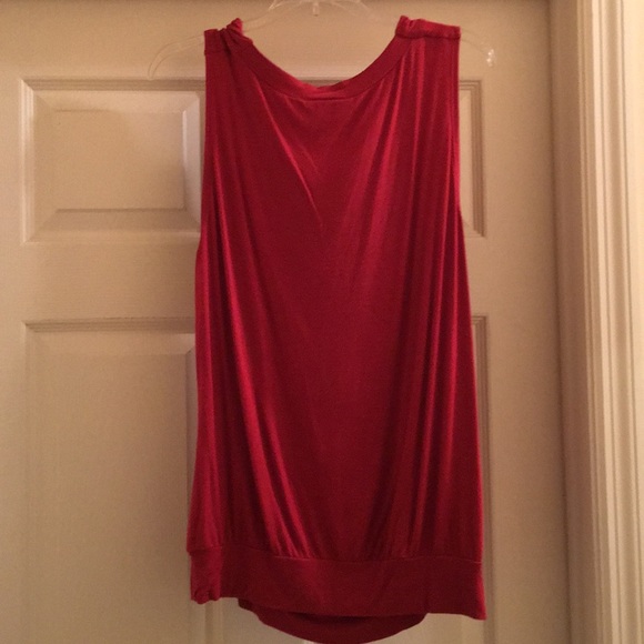 *BOGO* Deep red sleeveless top with draped neck - Picture 2 of 4